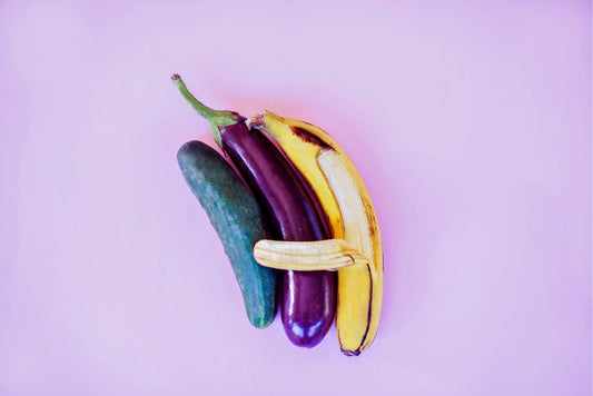 Cucumbers, eggplants and bananas