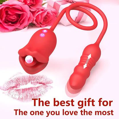 2-in-1 Female Rose Tongue G-Spot Vibrator