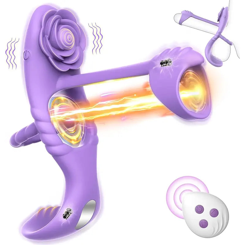 Purple Rose Vibrating Cock Ring