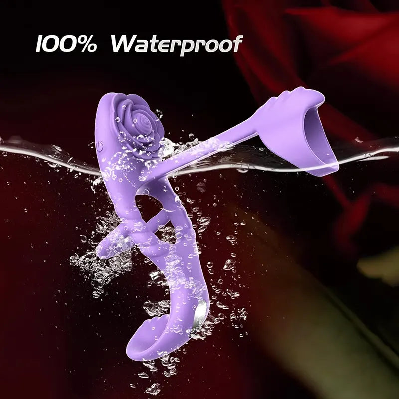 Purple Rose Vibrating Cock Ring